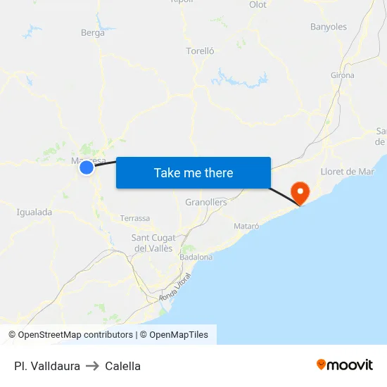 Pl. Valldaura to Calella map