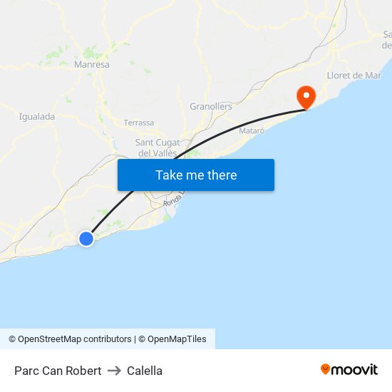 Parc Can Robert to Calella map