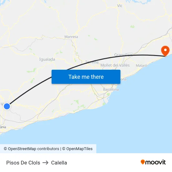Pisos De Clols to Calella map