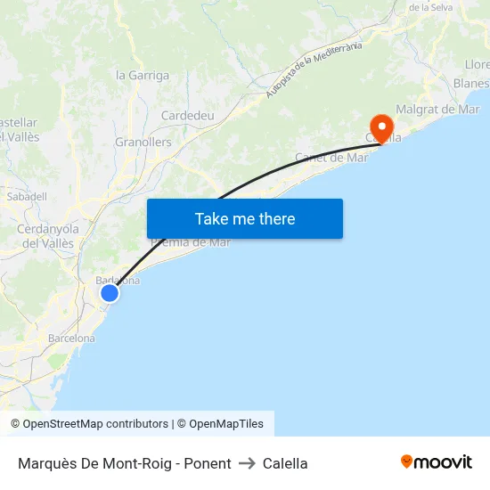 Marquès De Mont-Roig - Ponent to Calella map