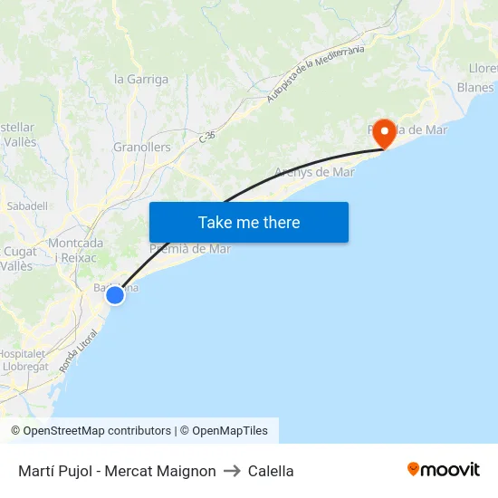 Martí Pujol - Mercat Maignon to Calella map
