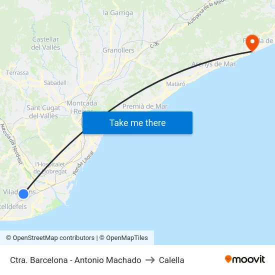 Ctra. Barcelona - Antonio Machado to Calella map