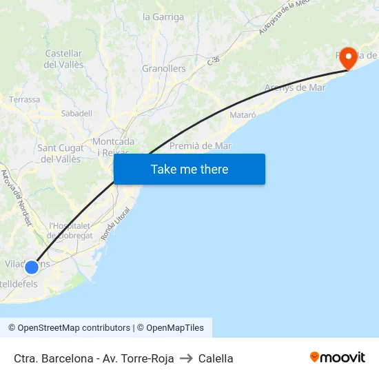Ctra. Barcelona - Av. Torre-Roja to Calella map