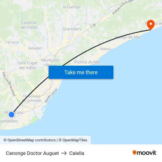 Canonge Doctor Auguet to Calella map
