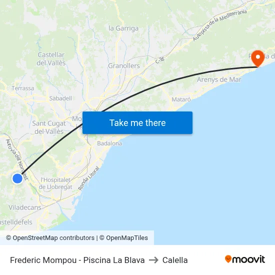 Frederic Mompou - Piscina La Blava to Calella map
