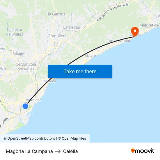 Magòria La Campana to Calella map