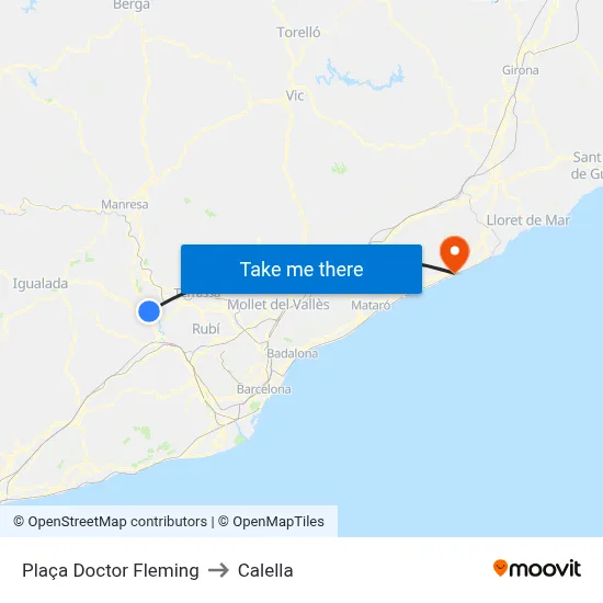 Plaça Doctor Fleming to Calella map