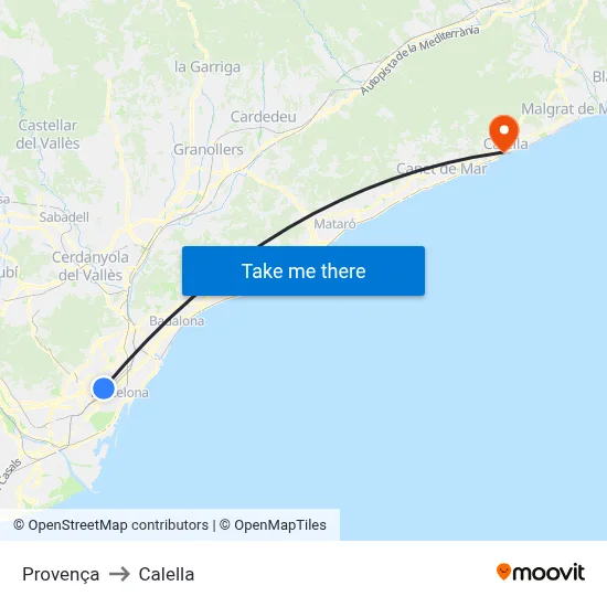 Provença to Calella map