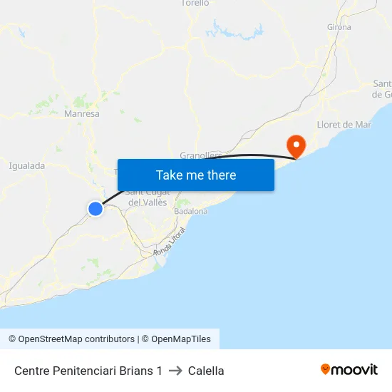 Centre Penitenciari Brians 1 to Calella map