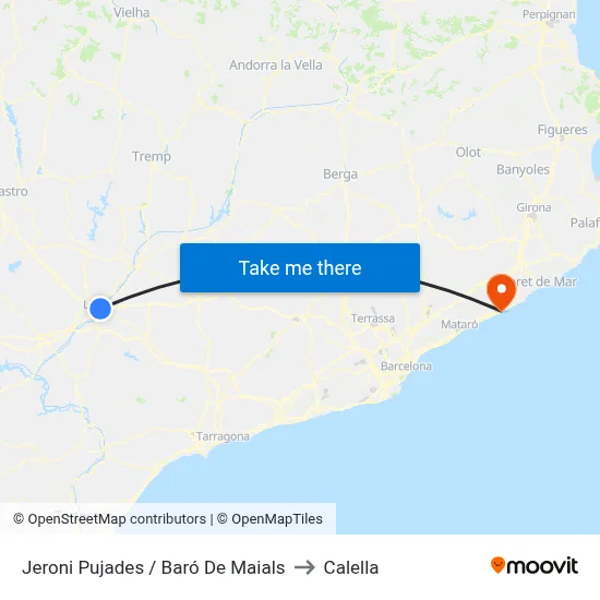Jeroni Pujades / Baró De Maials to Calella map