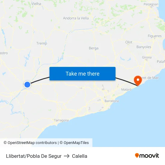 Llibertat/Pobla De Segur to Calella map