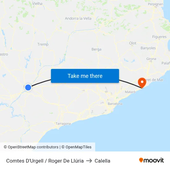 Comtes D'Urgell / Roger De Llúria to Calella map