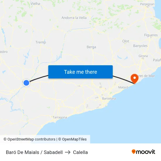 Baró De Maials / Sabadell to Calella map