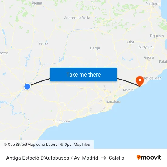 Antiga Estació D'Autobusos / Av. Madrid to Calella map