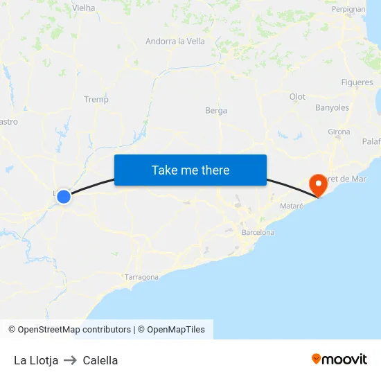 La Llotja to Calella map