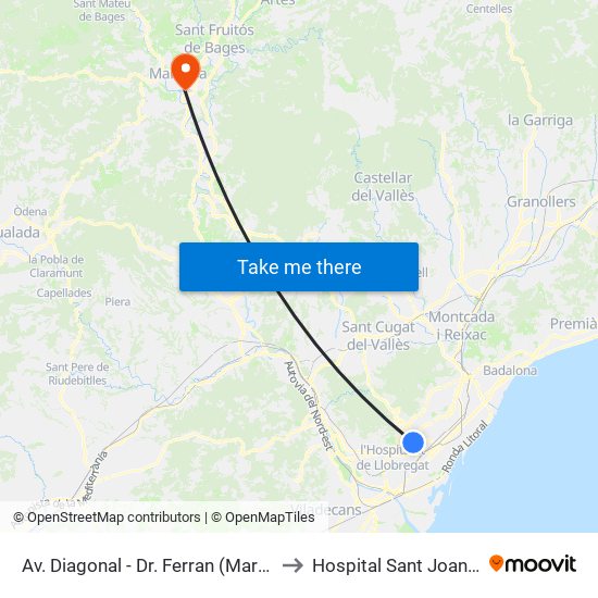 Av. Diagonal - Dr. Ferran (Maria Cristina) to Hospital Sant Joan De Deu map