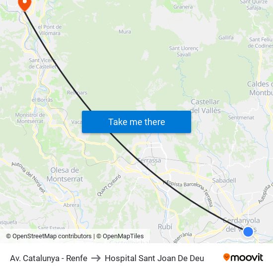 Av. Catalunya - Renfe to Hospital Sant Joan De Deu map