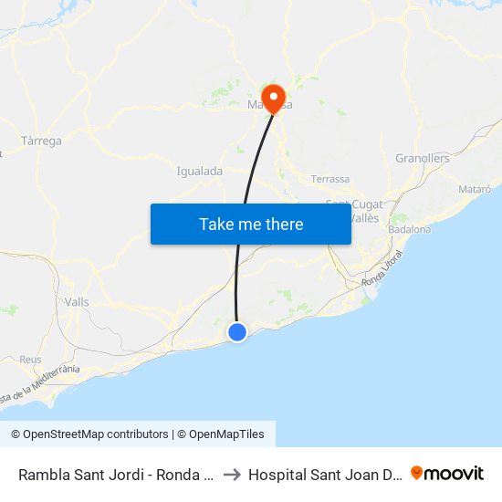 Rambla Sant Jordi - Ronda Ibèrica to Hospital Sant Joan De Deu map