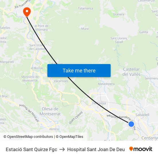 Estació Sant Quirze Fgc to Hospital Sant Joan De Deu map