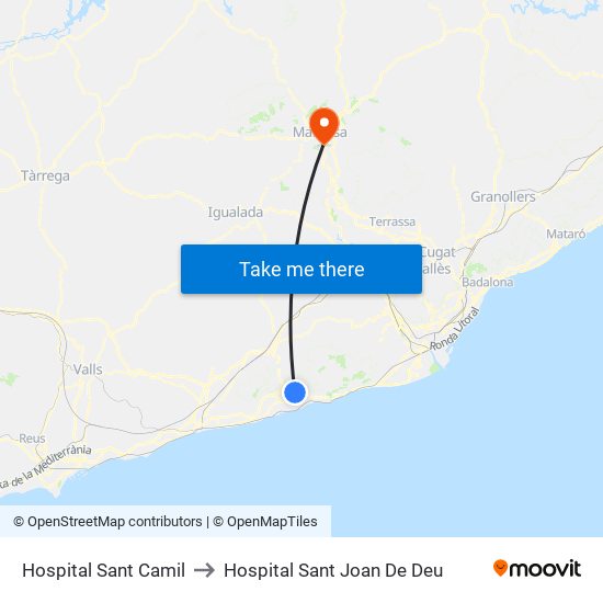 Hospital Sant Camil to Hospital Sant Joan De Deu map