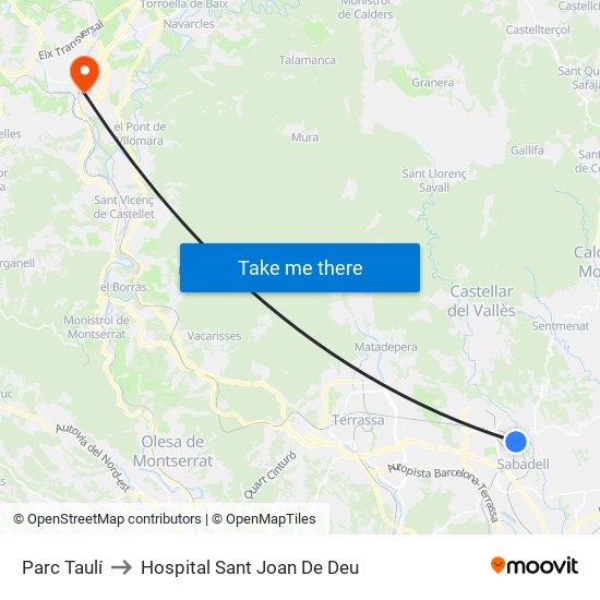 Parc Taulí to Hospital Sant Joan De Deu map
