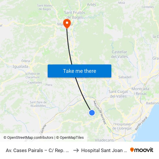 Av. Cases Pairals – C/ Rep. Argentina to Hospital Sant Joan De Deu map