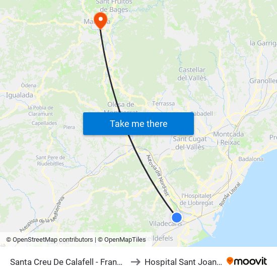 Santa Creu De Calafell - Francesc Macià to Hospital Sant Joan De Deu map