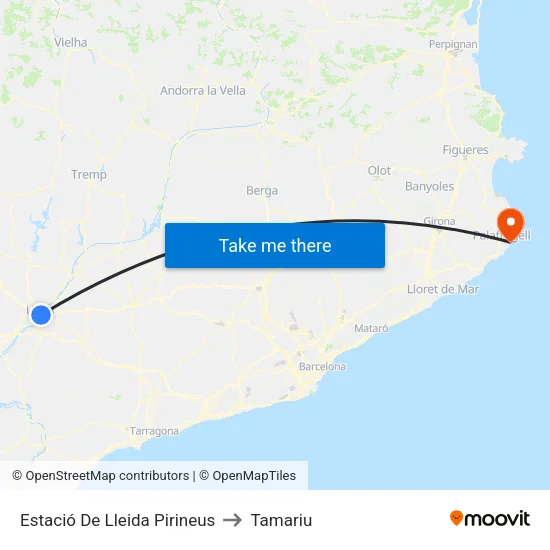 Estació Renfe Lleida-Pirineus to Tamariu map