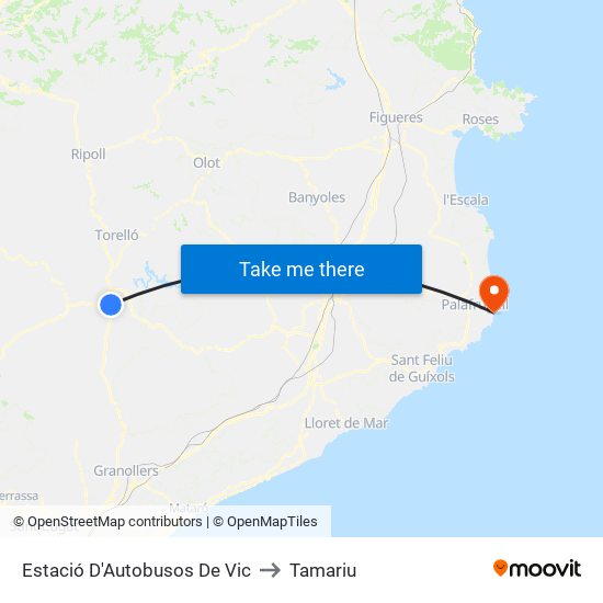 Estació D'Autobusos De Vic to Tamariu map