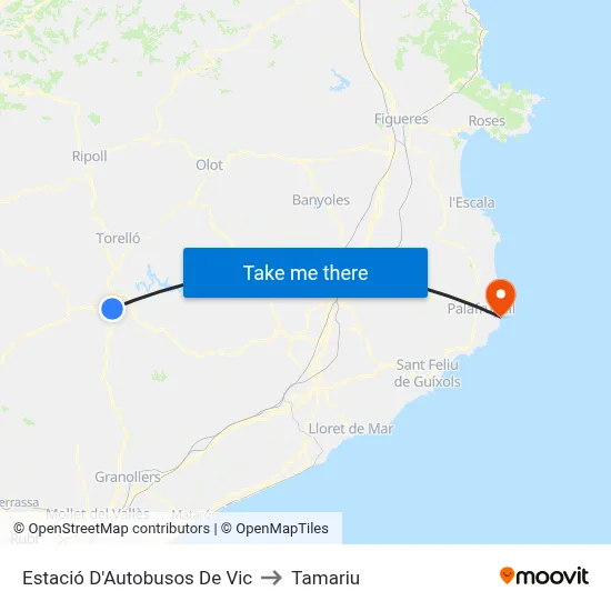 Estació D'Autobusos De Vic to Tamariu map