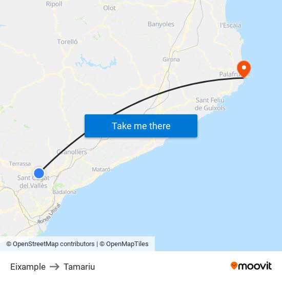 Eixample to Tamariu map