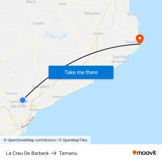 La Creu De Barberà to Tamariu map