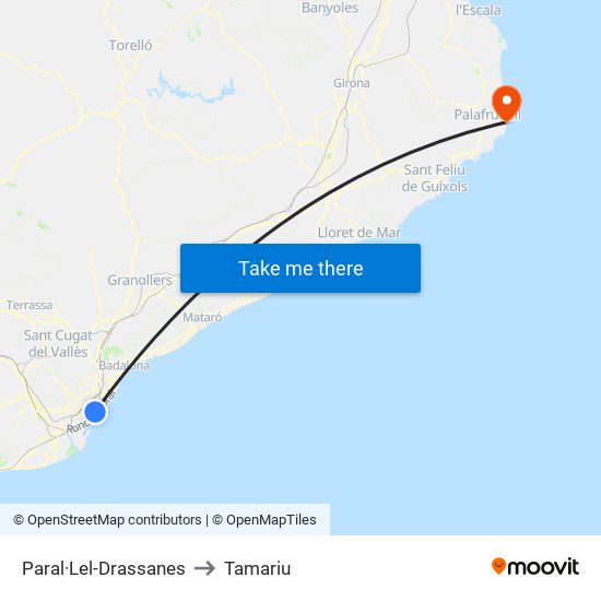 Paral·Lel-Drassanes to Tamariu map