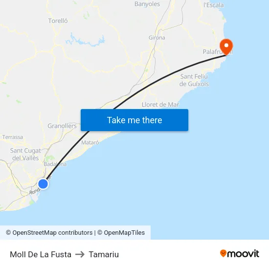 Moll De La Fusta to Tamariu map