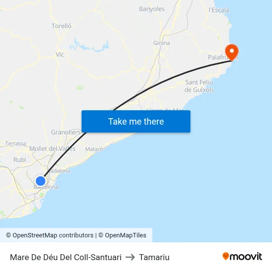 Mare De Déu Del Coll-Santuari to Tamariu map