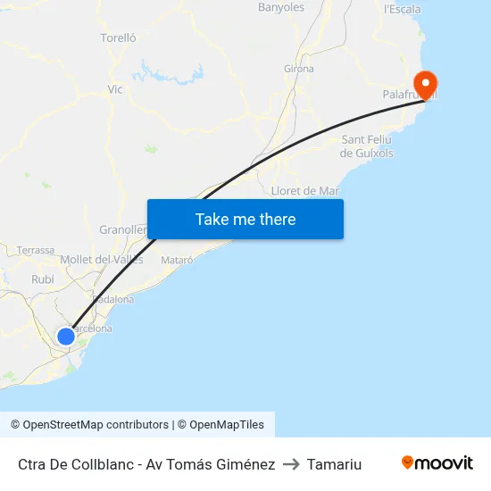 Ctra De Collblanc - Av Tomás Giménez to Tamariu map