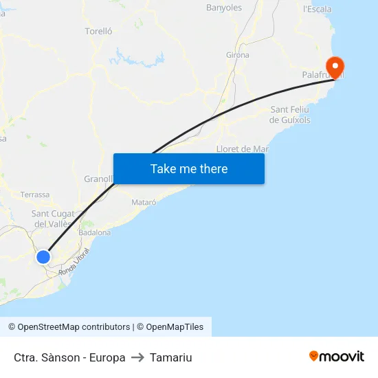 Ctra. Sànson - Europa to Tamariu map