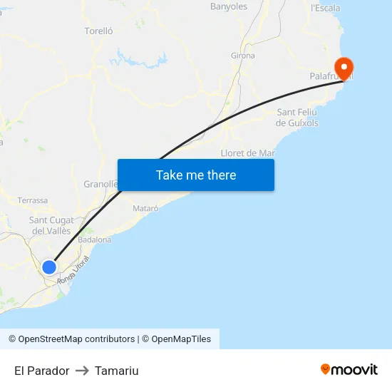 El Parador to Tamariu map