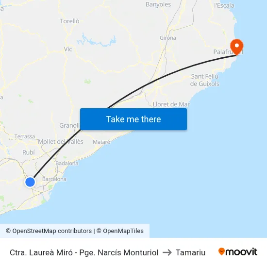 Ctra. Laureà Miró - Pge. Narcís Monturiol to Tamariu map