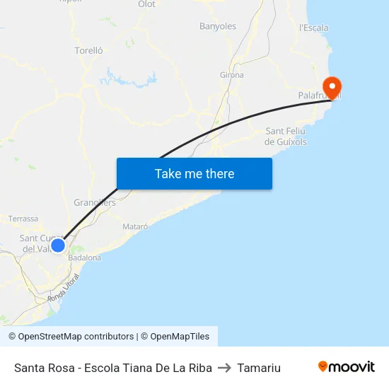 Santa Rosa - Escola Tiana De La Riba to Tamariu map