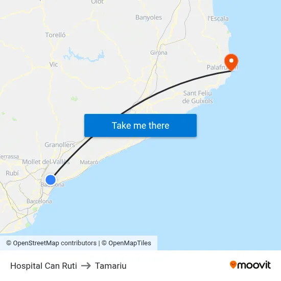 Hospital Can Ruti to Tamariu map