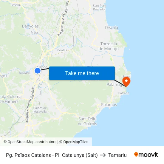Pg. Països Catalans - Pl. Catalunya (Salt) to Tamariu map