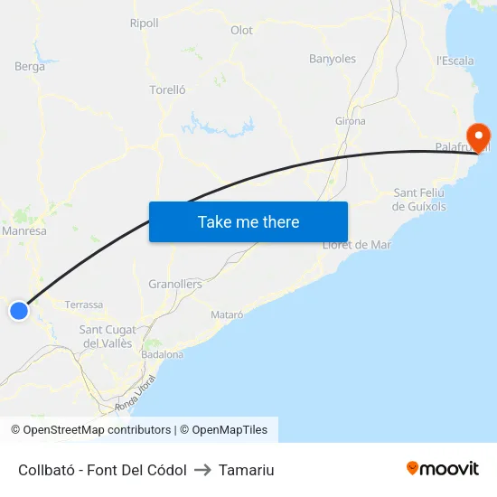 Collbató - Font Del Códol to Tamariu map