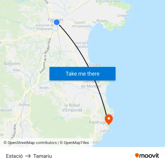 Estació to Tamariu map
