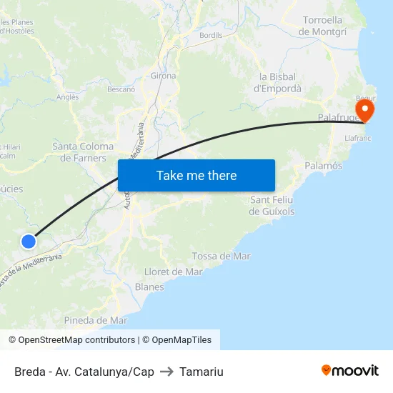 Breda - Av. Catalunya/Cap to Tamariu map