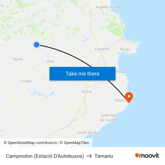 Camprodon  (Estació D’Autobusos) to Tamariu map