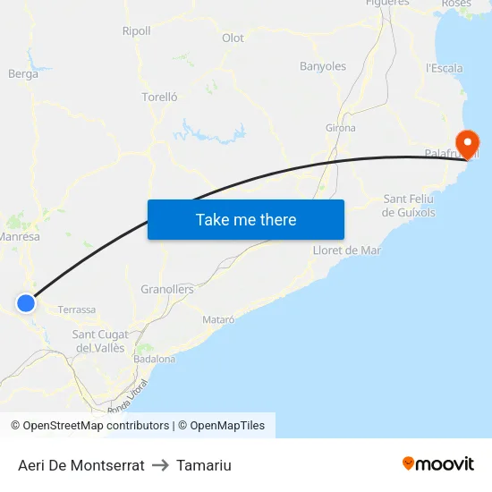 Aeri De Montserrat to Tamariu map