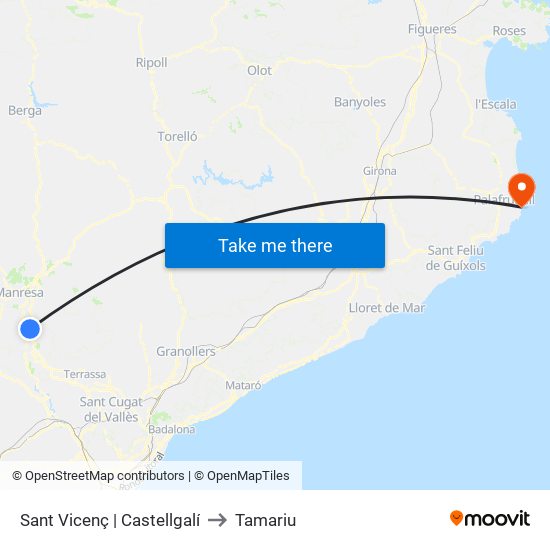 Sant Vicenç | Castellgalí to Tamariu map