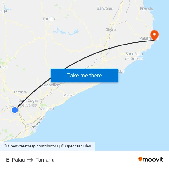 El Palau to Tamariu map