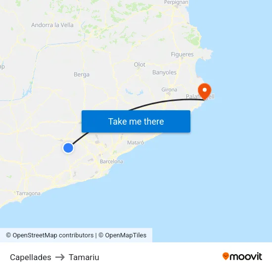 Capellades to Tamariu map